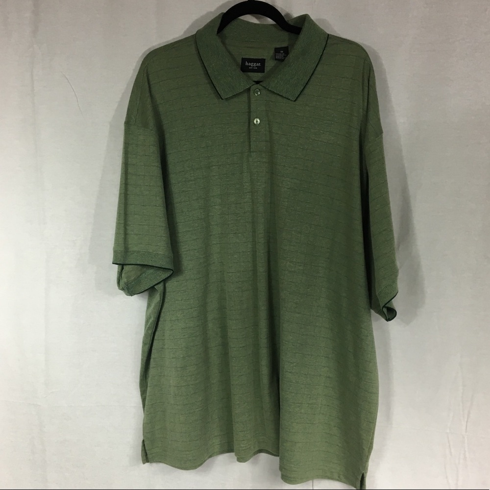 Haggar 3X green polo short sleeve 2 button cotton poly mix good condition